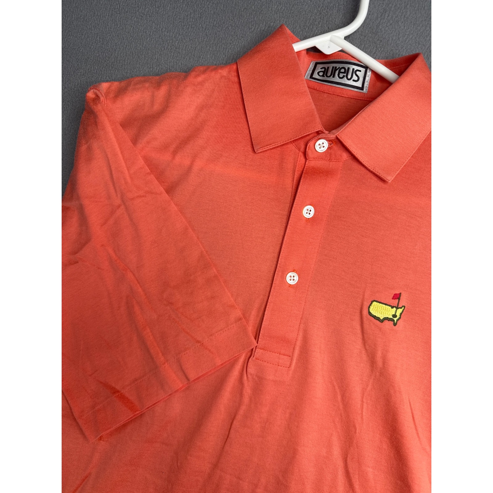 Aureus Polo Shirt Mens Medium Orange Masters Golf Tournament Mercerized Cotton